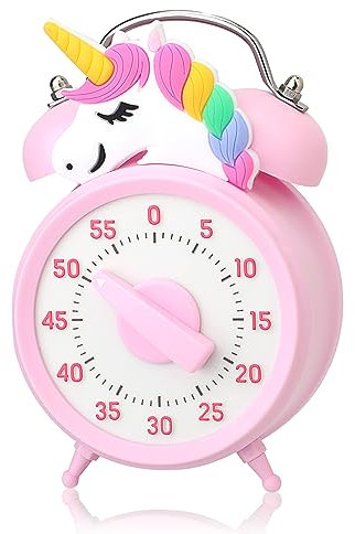 Vspek 55-Minuten-Countdown-Timer - Visueller Timer für Kinder und Erwachsene, Langlebige Mechanische Küchenuhr in Form Eines Weckers (Einhorn) - Keine Batterien Erforderlich