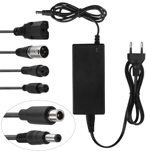 LUFEIS Ladegeräte für Scooter, Hoverboard Ladekabel, E Scooter Ladegerät, Universal-Ladegerät mit 6 Anschlüssen, Ladegeräte für Scooter 36V Akku Ladegerät Ausgang 42V 2A Netzteil für Elektrofahrräder
