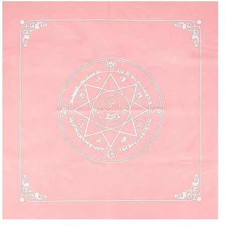 CREATCABIN Altartuch,Sternfuchs,Himmlisches Tarot-Kartendeck,Spiritueller Wandteppich,Tischdecke,Kraft,Heiliges Samttuch,Astrologie,Quadratisch Für Wahrsagerei,Pendel,Hexereizubehör,Rosa,49cm