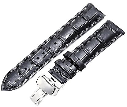 WAHRE Echtes Lederarmband passend for Tissot passend for Le Locle T41 T006 PRC200 Uhrenarmband 18 19 20 21 22 mm Handgelenkgürtel Armband 1853 Uhrenarmband(Black Silver Clasp,19mm)