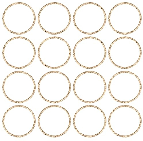 Beebeecraft 1 Box 50 Stück Geschlossener Biegering Aus 18 Karat Vergoldetem Messing Strukturierte Runde Verbindungsringe Für Ohrringe Armbänder Halsketten Schmuck DIY Bastelzubehör