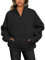 Jhsnjnr Women's Half Zip Jumper Sweatshirt Hoodies Fleece Pullover Sweater Autumn Y2K Clothes Black