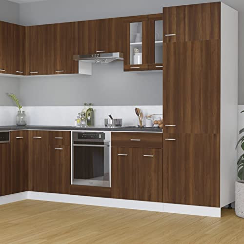 JUNZAI Hängeschrank, Kitchen Wall Cabinet, Küchenschrank, Küchenhängeschränke, Wandschrank Küche, Glas Braun Eichen-Optik 60x31x60 cm Holzwerkstoff - at