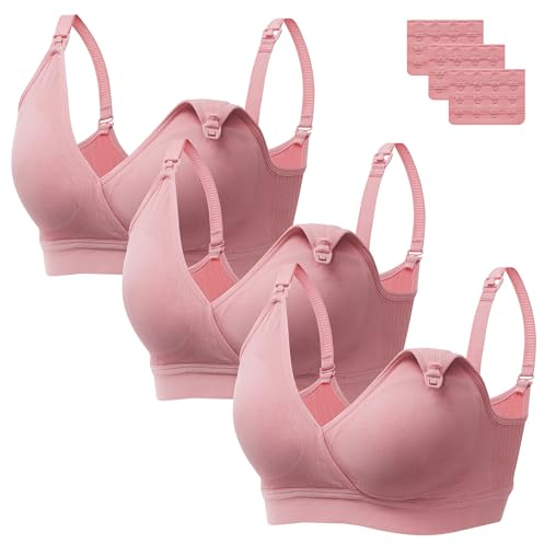 HBselect 2 Stück Nahtloser Schwangerschafts BH mit Zusätzlichen BH-Verlängerungen Blaurot*3 S