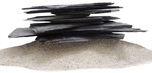 AquaOne Aquarium Steine Schieferplatten I Natursteine 1 Pack Schiefer 1,4-1,6 kg I Größe 10-30 cm pro Stein I Aquascaping Gestein Dekoration Terrarium