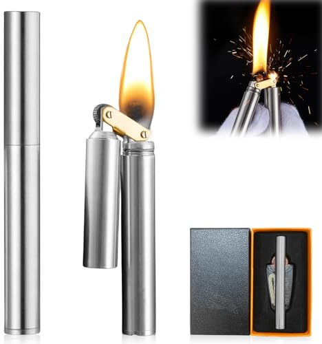 Vegena Vintage Fackel Grabenfeuerzeug - Wheel Petroleumfeuerzeug, Winddichtes Nunchaku Kerosin Feuerzeug, Faltbares Tragbares Mini-Feuerzeug Mit Geschenkbox