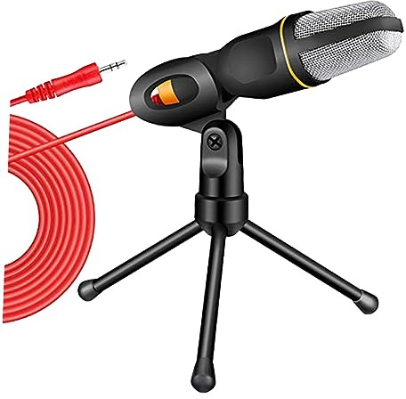 ibasenice Stativmikrofon mit Mikrofonständer für PC und Streaming Schwarz | Metall und Kunststoff, Verstellbarer Winkel, für Podcasting und Field Recording