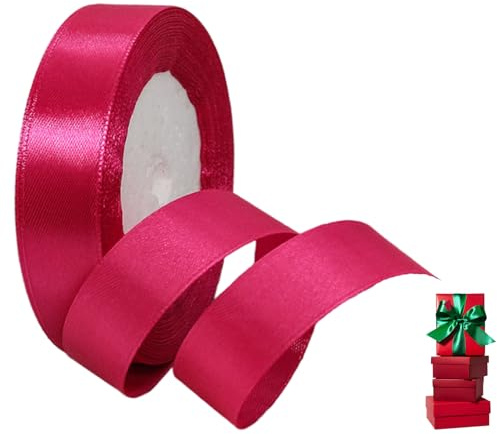 Satinband Rose-Rot 20mm Breit Geschenkband Satin,22m Satinbänder Rose-Rot Dick Schleifenband Dekoband Seidenband Geschenkverpackung Stoffband Geschenkbänder für Dekorieren Basteln Kleid Hochzeit