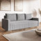 MOTIVENA Leo Sofagarnituren, 3 Sitzer Sofa mit Bettfunktion, Schlafsofa 215 cm Breit, Klappsofa mit Schlaffunktion, Bettsofa mit Schlaffunktion, Taschenfederkern (H3), Samt Sofa Grau