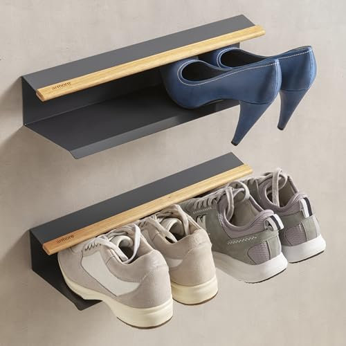 Armore Schuhregal, platzsparend, robust, elegant, einfach zu montieren, modernes Design, geeignet für verschiedene Räume, Maße 42 cm x 14 cm x 8 cm, Ordnung mit Stil (Schiefergrau 42 cm, 2 Stück)