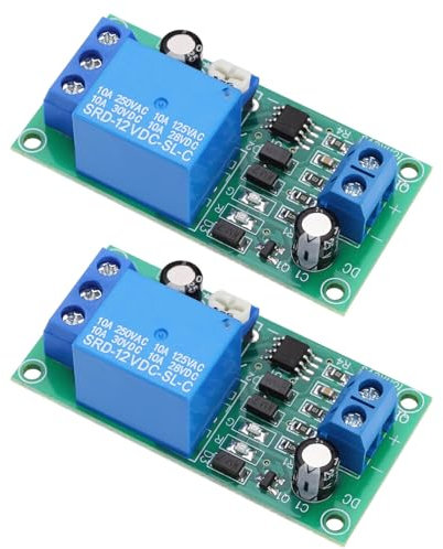 Create idea 2 módulos de relé de retardo de tiempo de 12 V CC de 55 x 28 x 18,4 mm, 0 ~ 60 segundos, ajustable, temporizador de retardo, placa controladora de relé para electrónica automotriz del