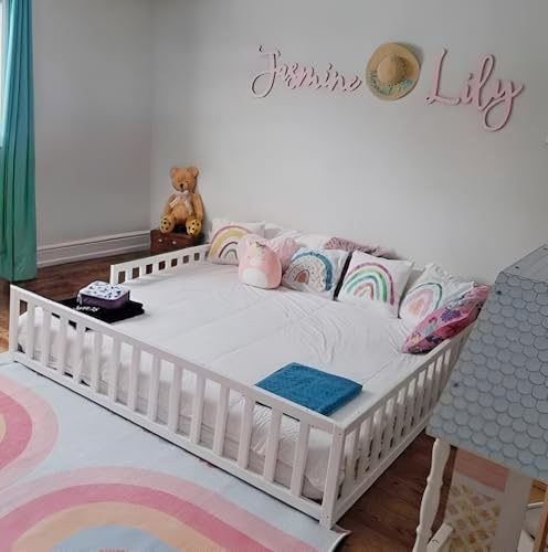 HOMEforDREAMS Kleinkinderbodenbett H4D-25: Montessori-inspiriertes Bettgestell zur Förderung der Unabhängigkeit bei Kleinkindern (Weiß, 200x120cm)