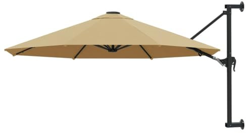 Sombrilla de pared con mástil metálico de 300 cm, color gris pardo, hogar y jardín,Céspedes y jardines,Vida al aire libre,Sombrillas y velas de sombra,Gris pardo,22.6 LB,44866, marrón