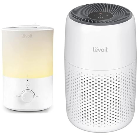 LEVOIT Humidificateur d'Air 3L Top-Fill, 25H d'Autonomie, 28dB Ultrasonique Silencieux & Purificateur d'Air Chambre, Filtration Efficace contre Allergies et Odeurs, Silencieux