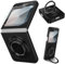 Handyhülle für Samsung Galaxy Z Flip 6 Hülle mit Schutzfolie, 360 Grad Magnetisch Metall Ring Ständer Matt PC Galaxy Z Flip 6 Handytasche Case Stoßfest Schutzhülle für Samsung Galaxy Z Flip6 (Schwarz)