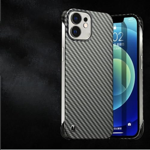 LIFEKA Ultra Thin Frameless Skin Matte Carbon Fiber Case For iPhone 15 14 13 12 Mini 11 Pro Max iphone 13 Promax X XS XR 7 8 Plus Cover,BK,for iPhone 12 mini