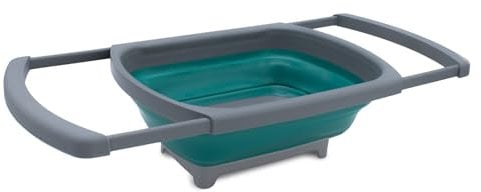Lavabo de camping 38 x 26 cm plegable – 5 L – Lavabo de silicona con asas y desagüe – Cuenco multiusos al aire libre para excursiones festivales Picnic