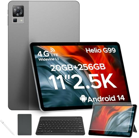 DOOGEE T35 Tablet con Tastiera e Penna, Helio G99 Android 14 Tablet 11 Pollici, 20GB+ 256GB(2TB TF) 2.5K FHD+ Tablet, Dual 4G LTE+5G WIFI/8580mAh/20MP/Widevine L1/Face ID Gaming Tablet con Custodia