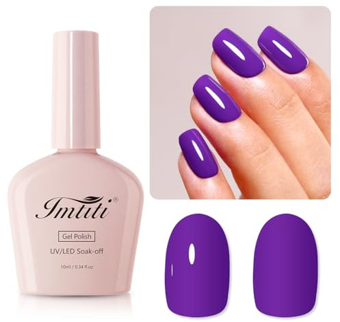 Imtiti Gel Nail Polish, Deep Purple Gel Polish Soak Off LED UV Nail Gel Polish Nail Polish DIY Nail Art Starter Manicure Salon Gel Nail Kit for Women Girl 10ML