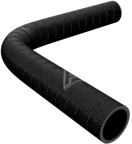 13mm (1/2) ID Wrapped Black Fluorolined Silicone 90 Degree Fuel & Oil Classic Elbow Hose