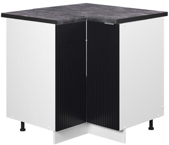 Vicco Eckunterschrank Fame-Line, Schwarz gestreift, 80.5 cm, AP Anthrazit, zur Kombination mit weiteren Modulen der Fame-Line Serie