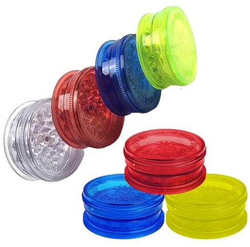 NCS35® Premium 3 Part Plastic Salt Herb and Spice Grinder 60mm Magnetic Shark Teeth Assorted Colours Portable Herbal Dispoable & Reuseable Durable Pocket Sized Unisex Gift (4)