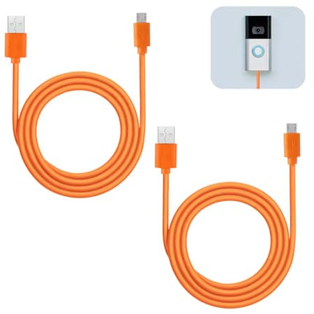 Ring Doorbell Charging Cable Compatible with Ring Enabled Video Doorbell 2/3/3 Plus/4 Doorbell Pro/Plus, Micro USB Fast Charging Cord for Peephole Cam Spotlight Cam and Doorbell Camera Battery