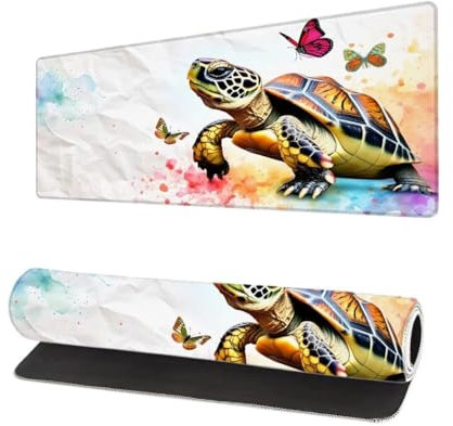 Gaming Mauspad Weiß XXL 600x300x3mm, Schildkröte Mousepad groß Schreibtischunterlage, Mouse Pad mit Vernähte Kanten, WassXerdicht Anti-Rutsch Mousepad, Verbessert Präzision und Geschwindigkei S-1