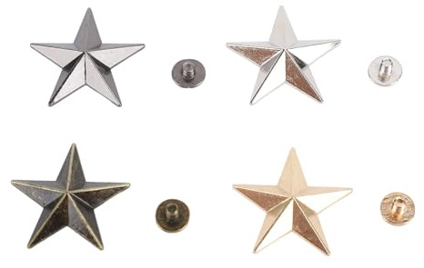 100 Set Rivetti a Stella in Metallo in 4 Colori, Rivetti a Stella in Colori Misti per Pelle, Kit Borchie per Rivetti a Stella, Chiodi a Stella a Cinque Punte, Rivetti per