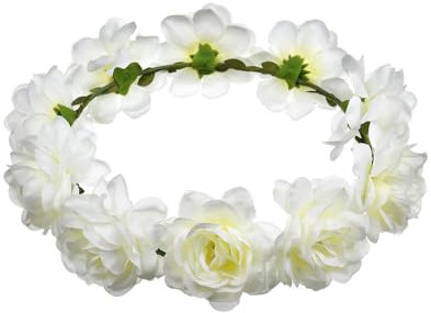 TTPSRY Blumenkranz Haar Blumenkranz Künstliche Blumen Krone Braut Bohemian Floral Girlande Stirnband Haarband für Geburtstag Party Hochzeit Braut und Brautjungfer (Beige)