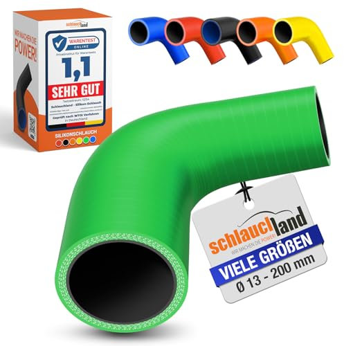 Reduzierbogen Silikon-Bogen 90° Grad ID-Ø 102-76mm grün 200°C | VIELE FARBEN + GRÖSSEN | Silikon-Schlauch Reduzierung Reduzierstück Ladeluft-Schlauch Kühlmittel Adapter flexibel Rohr ohne Aufdruckl