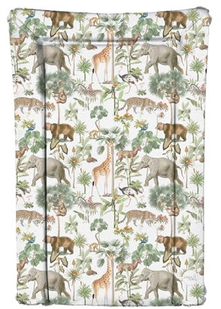 Deluxe Uni Baby wasserdichte Wickelunterlage mit erhöhten Kanten 46 x 73 cm – Bunte Tiere (bunte Safari)