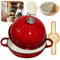Gusseisen Topf Brot Backen, 5,7L Bräter Emaille Schmortopf mit Deckel und Griffen,26 cm Dutch Oven, Brotbacktopf mit Gärkorb, Schmortopf Gusseisen Topf für Küche Backen Schmoren & Braten (Rot)