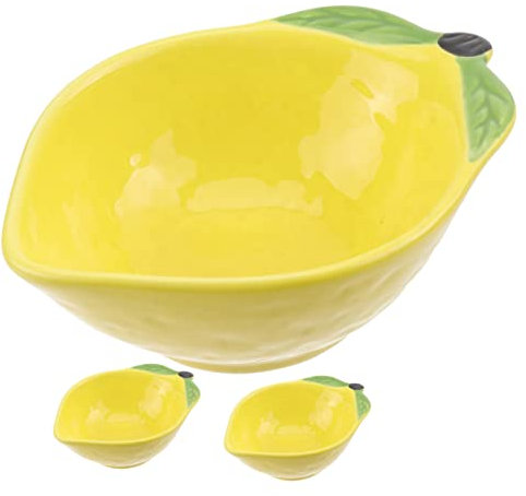 Ciieeo 3 Stück Kleine Keramik Soßenschalen Zitronenoptik Dipschale Für Sojasauce Gewürze Obst Und Salat