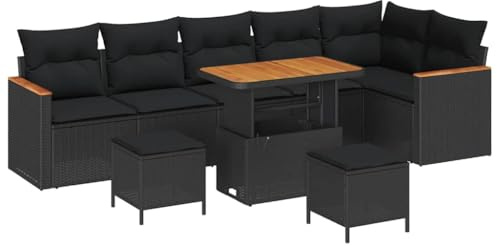vidaXL Gartensofa-Set 9 STK. Schwarz Poly-Rattan