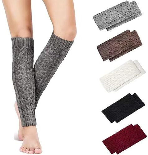 5 Paare Stulpen Damen, 5 Farben Beinstulpen Damen, Warme Beinstulpen Strick, Stulpen, Leg Warmers, Winter Beinwärmer Stricken, Häkelarbeit Gestrickte Beinwärmer, für Winter, Frühling und Herbst