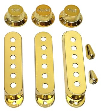WJDXBNS Gear Switch Cap 8-Teiliges Pickup-Shell-Set für/SQ Three-Single E-Gitarre Lautstärke-Klangeinstellung Gold