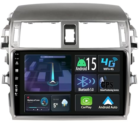 [2+32GB] 9 Zoll Android 15 Autoradio for Toyota Corolla 2007-2012 Radio Carplay Stereo Wireless Car Play GPS Auto Navi Bildschirm Bluetooth Navigation Player Touchscreen FM SWC RDS