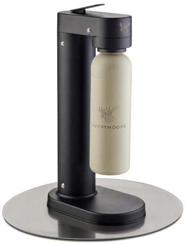 Luckymoose Infinity-S Wassersprudler aus hochwertigem Edelstahl (Black/Sand) – inkl. 2x 1,25L Edelstahlflaschen – extra hygienische herausnehmbare Düse – Langlebige CO₂ Sprudelwasser Maschine