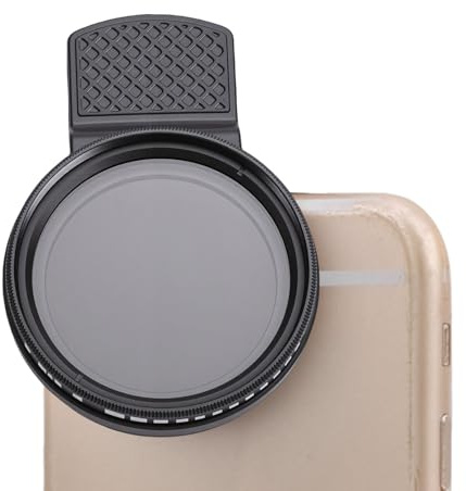 PUSOKEI Kit Filtro ND per Obiettivo Telefono con Clip da 37 Mm, Filtro a densità Neutra Variabile ND2-400 con Clip Regolabile, Compatibile con la Maggior Parte degli Smartphone