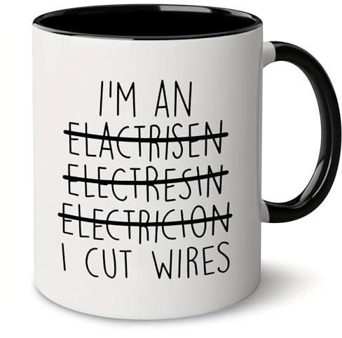 HilihoHaven Funny Electrician Mug - I'm an Electrician I Cut Wires - Humorous Gift for Electricians, Linemen, Electrical Workers Funny Father's Day Mug Birthday (Black)