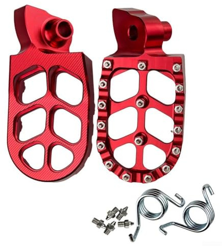 Repose-pieds de moto en alliage d'aluminium CNC avec pointes pour moto tout-terrain, convient pour motocross Enduro Trials (rouge)