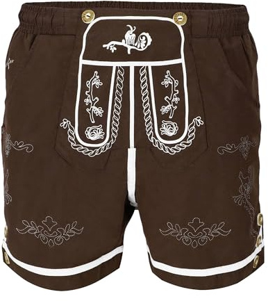 Steigenhöfer Manufaktur Badehose Herren Lederhose Look - Xaver - Badeshorts mit Taschen - Bequem mit Netzinnenhose - Umklappbarer Latz - Lederhose Tracht - Oktoberfest Herren Outfit