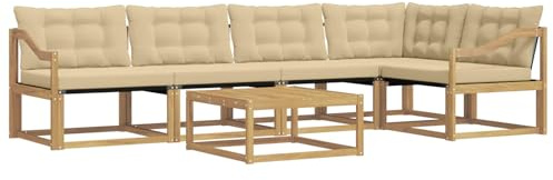 vidaXL Outdoor-Sofagarnitur 6 pcs Weiß und Beige 79 x 79 x 37 cm, Garten-Sofa, modernes Outdoor-Sofa, langlebige Terrasse, Chill-Lounge, stilvolle Komfort-Einheit zum Entspannen