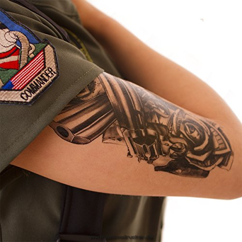 1 x Guns Roses Dollar Tattoo in schwarz - Fake temporäres einmal Körpertattoo A1218 (1)