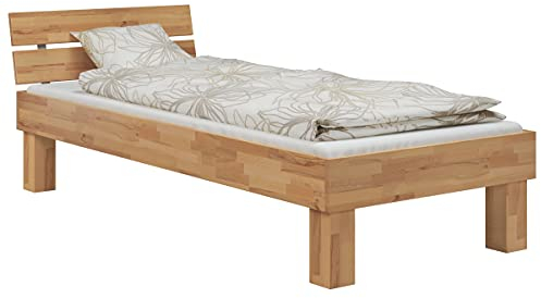 Erst-Holz®Einzelbett stabil Holzbett Buche 100x200 hohes Massivholzbett Seniorenbett inkl. Rollrost 60.81-10M