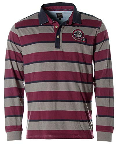 Kitaro Herren Langarm Shirt Poloshirt Polokragen Streifen - HIGH Waves-