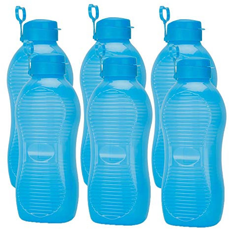 oliveware King Plastic Water Bottle, 2L, Set of 6, Blue