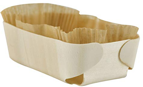 Brotbackform aus Holz und Backpapier 500 g Teig