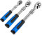 HELAKLS 3 Piece Socket Drive 72 Teeth Extendable Ratchet Wrench Tool Set Telescopic Quick Release Non-Slip Rubber Handle Reversible Gear Wrench for Car Mechanics
